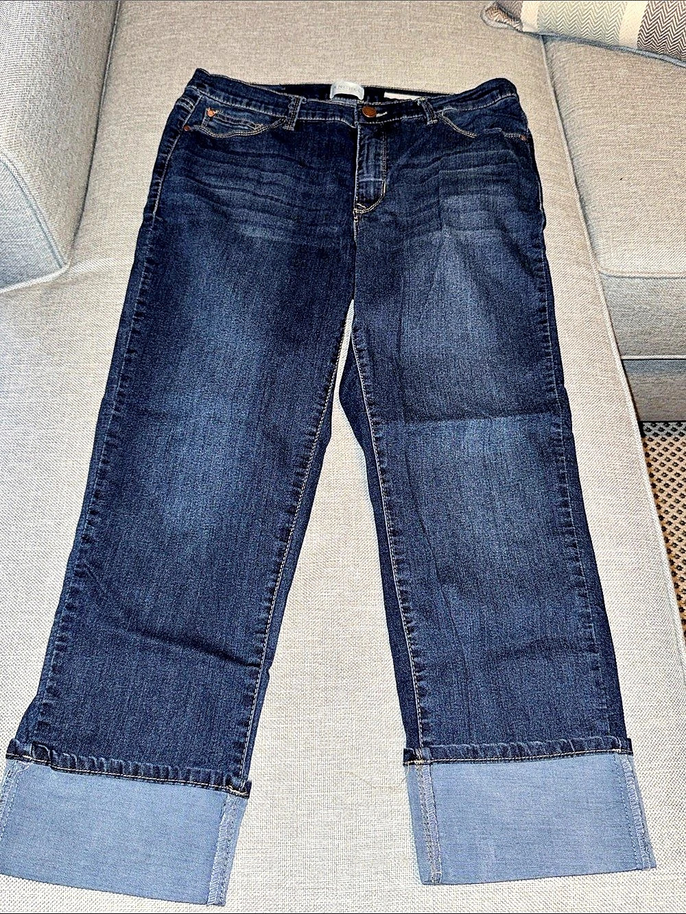Angels Everflex Deep Cuff Straight Ankle Straight Leg Jeans Blue Waist 31